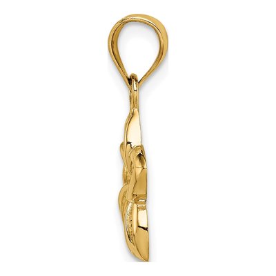 14K Yellow Gold Cut-Out Plumeria Pendant – view 3
