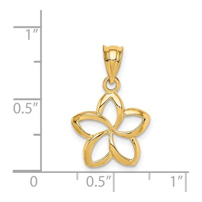 14K Yellow Gold Cut-Out Plumeria Pendant – view 4