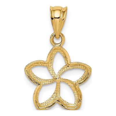 14K Yellow Gold Cut-Out Plumeria Pendant – view 5