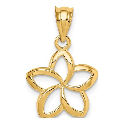 14K Yellow Gold Cut-Out Plumeria Pendant