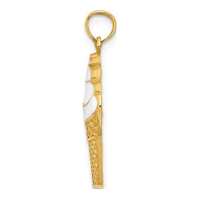 14K Yellow Gold Enamel Ice Cream Cone Pendant – view 3