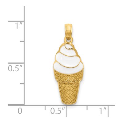 14K Yellow Gold Enamel Ice Cream Cone Pendant – view 5