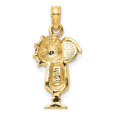 14K Yellow Gold Pink Enameled Tropical Drink Pendant – view 4