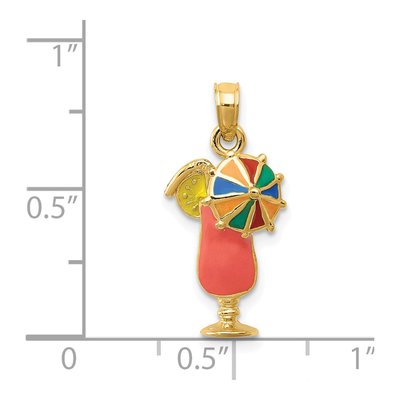 14K Yellow Gold Pink Enameled Tropical Drink Pendant – view 5