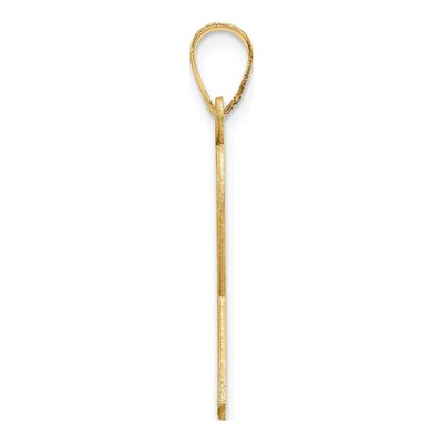 14K Yellow Gold Pink Awareness Ribbon Pendant – view 3