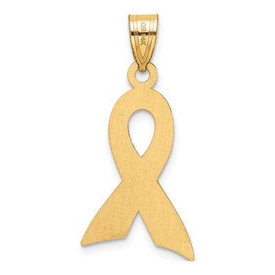 14K Yellow Gold Pink Awareness Ribbon Pendant – view 4