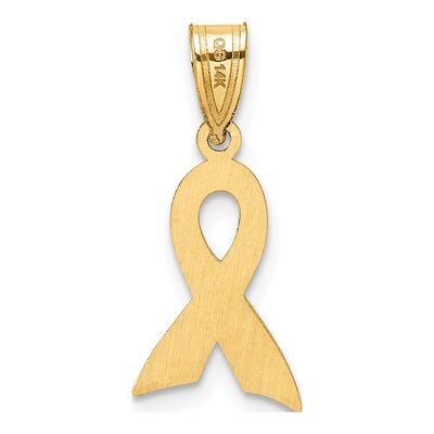 14K Yellow Gold Pink Enamel Awareness Ribbon Pendant – view 4