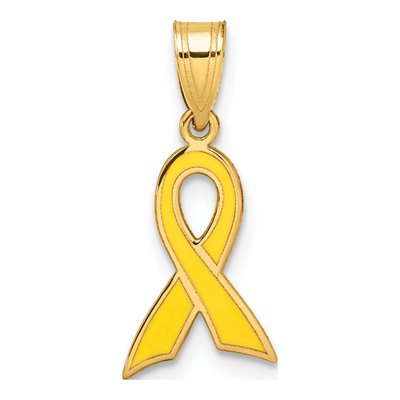 14K Yellow Gold Small Awareness Ribbon Charm