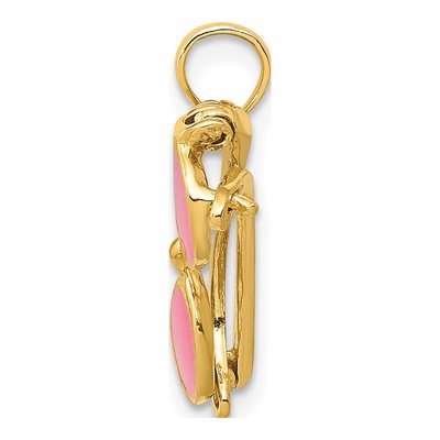 14K Yellow Gold Pink Enamel Sunglasses Pendant – view 3