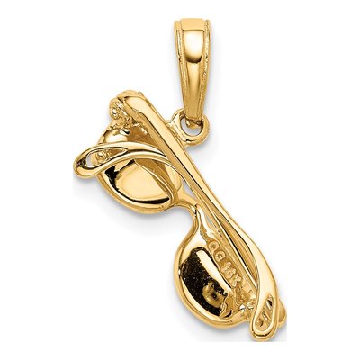 14K Yellow Gold Pink Enamel Sunglasses Pendant – view 4