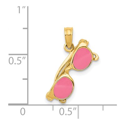 14K Yellow Gold Pink Enamel Sunglasses Pendant – view 5