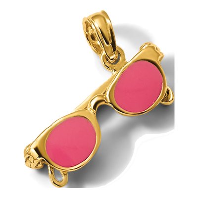 14K Yellow Gold Pink Enamel Sunglasses Pendant – view 6