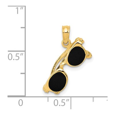 14K Gold Black Enamel 3-D Sunglasses Pendant – view 5