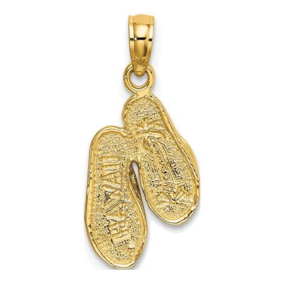 14K Yellow Gold 3D Hawaii Double Flip-Flop Pendant – view 4