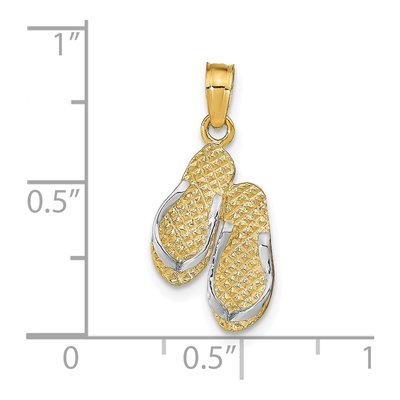 14K Yellow Gold 3D Hawaii Double Flip-Flop Pendant – view 5
