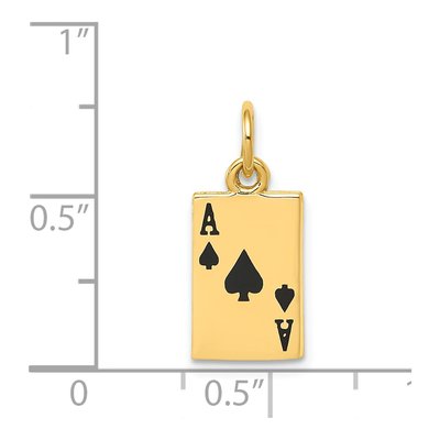 14K Yellow Gold Enameled Ace of Spades Charm – view 5