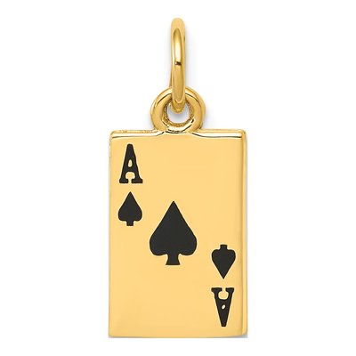 14K Yellow Gold Enameled Ace of Spades Charm