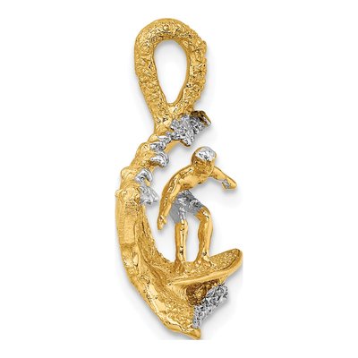 14K Yellow Gold Surfer Wave Charm – view 3