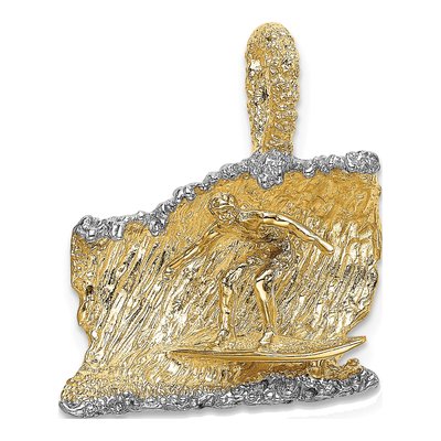 14K Yellow Gold Surfer Wave Charm