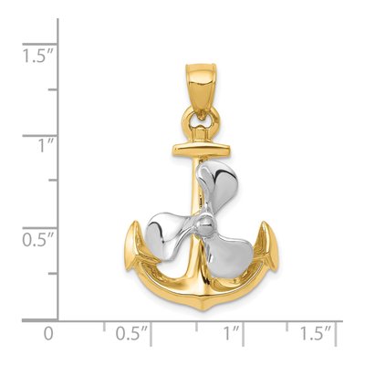 14K Two-Tone Gold 3-D Anchor Pendant – view 5