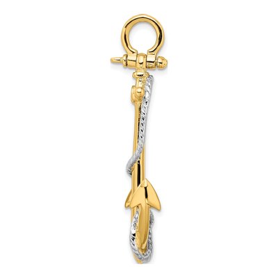 14K Two-Tone Gold 3-D Large Anchor Pendant – view 3