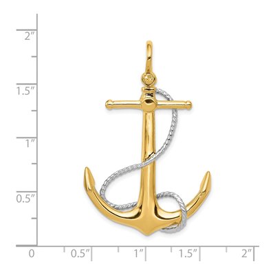 14K Two-Tone Gold 3-D Large Anchor Pendant – view 4