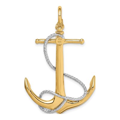 14K Two-Tone Gold 3-D Large Anchor Pendant – view 5