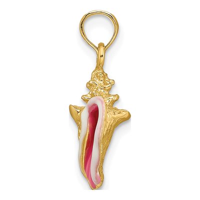 14K Yellow Gold Enameled 3-D Conch Shell Pendant – view 3