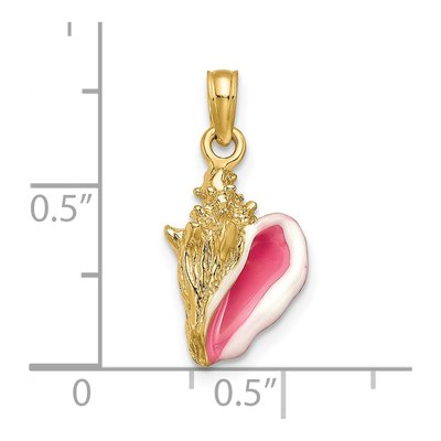 14K Yellow Gold Enameled 3-D Conch Shell Pendant – view 4