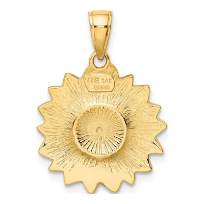 14K Yellow Gold Enameled Sunflower Pendant – view 4