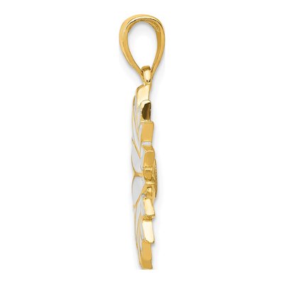 14K Yellow Gold Enameled Daisy Pendant – view 3