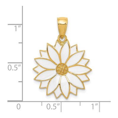 14K Yellow Gold Enameled Daisy Pendant – view 5