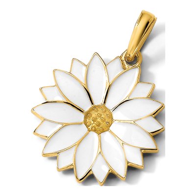 14K Yellow Gold Enameled Daisy Pendant – view 6