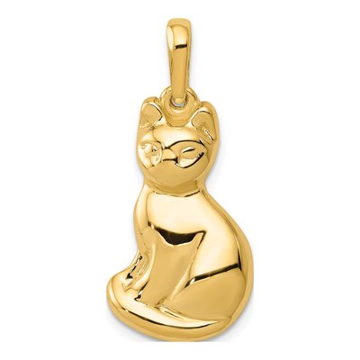 14K Yellow Gold Cat Pendant