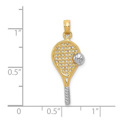 14K Yellow Gold Tennis Racquet Pendant – view 5