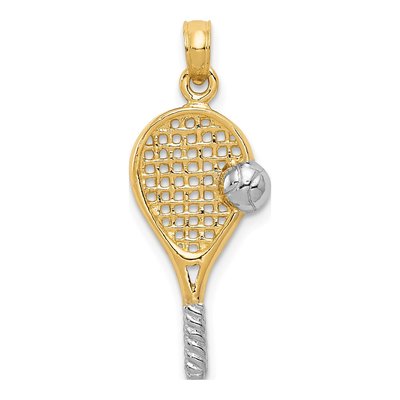 14K Yellow Gold Tennis Racquet Pendant