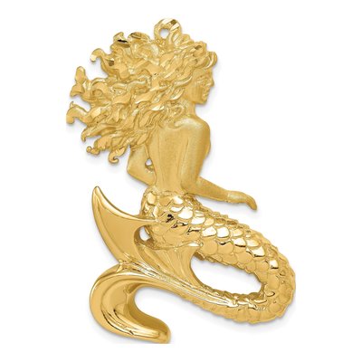 14K Yellow Gold Mermaid Omega Slide Pendant