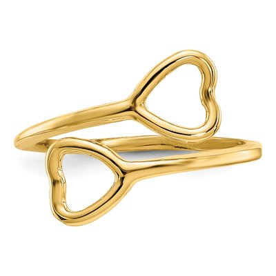 14K Yellow Gold Double Heart Toe Ring – view 6