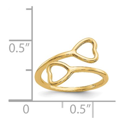 14K Yellow Gold Double Heart Toe Ring – view 8