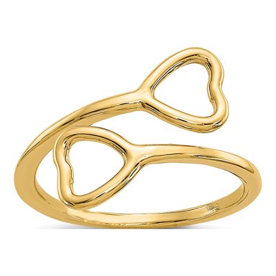 14K Yellow Gold Double Heart Toe Ring