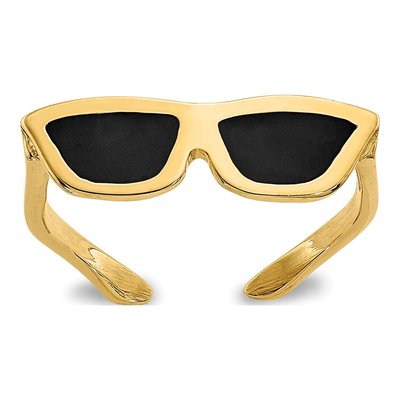 14K Yellow Gold Black Enamel Sunglasses Toe Ring