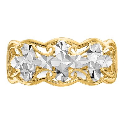 14K Yellow Gold Diamond-Cut Wave Ring – view 6