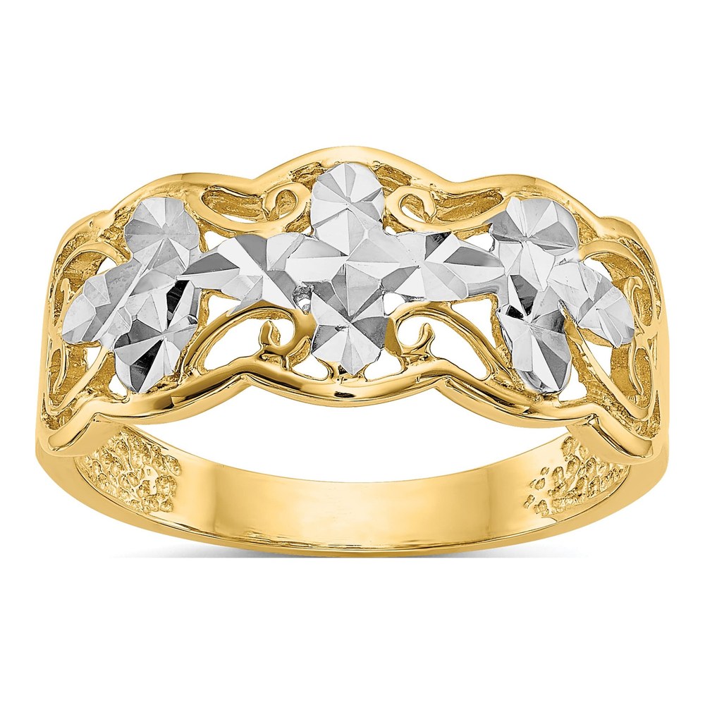 14K Yellow Gold Diamond-Cut Wave Ring