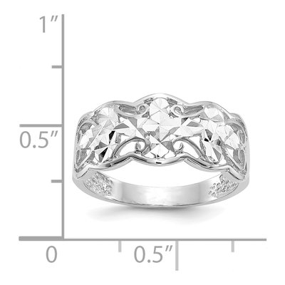 14K White Gold Diamond-Cut Wave Ring – view 3