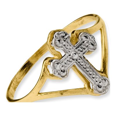 14K Yellow Gold Cross Ring – view 4