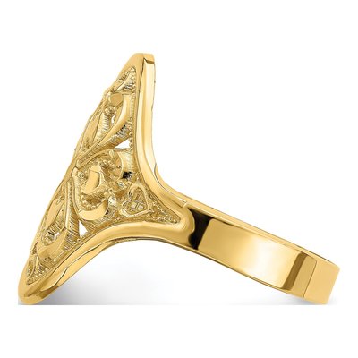 14K Yellow Gold Diamond-Cut Filigree Hearts Ring – view 4
