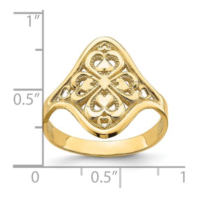 14K Yellow Gold Diamond-Cut Filigree Hearts Ring – view 5