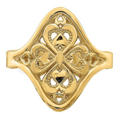 14K Yellow Gold Diamond-Cut Filigree Hearts Ring – view 6