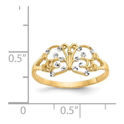 14K Yellow Gold Diamond-Cut Butterfly Ring – view 4