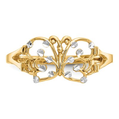 14K Yellow Gold Diamond-Cut Butterfly Ring – view 6